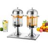 Beverage Dispenser, 8L X 2 Drink Dispenser for Parties, Stainless Steel + Plastic Juice Dispensers with Spigot Ice Chamber Tray