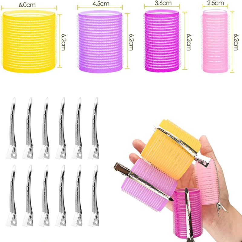 28pcs/set Self-Grip Hair Rollers Heatless Hair Curlers No Heat Hair Bangs Volume Self-adhesive Hook Curlers DIY Styling Tools