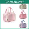 Polyester Striped Makeup Bag With Design For Daily Use And Travel Storage