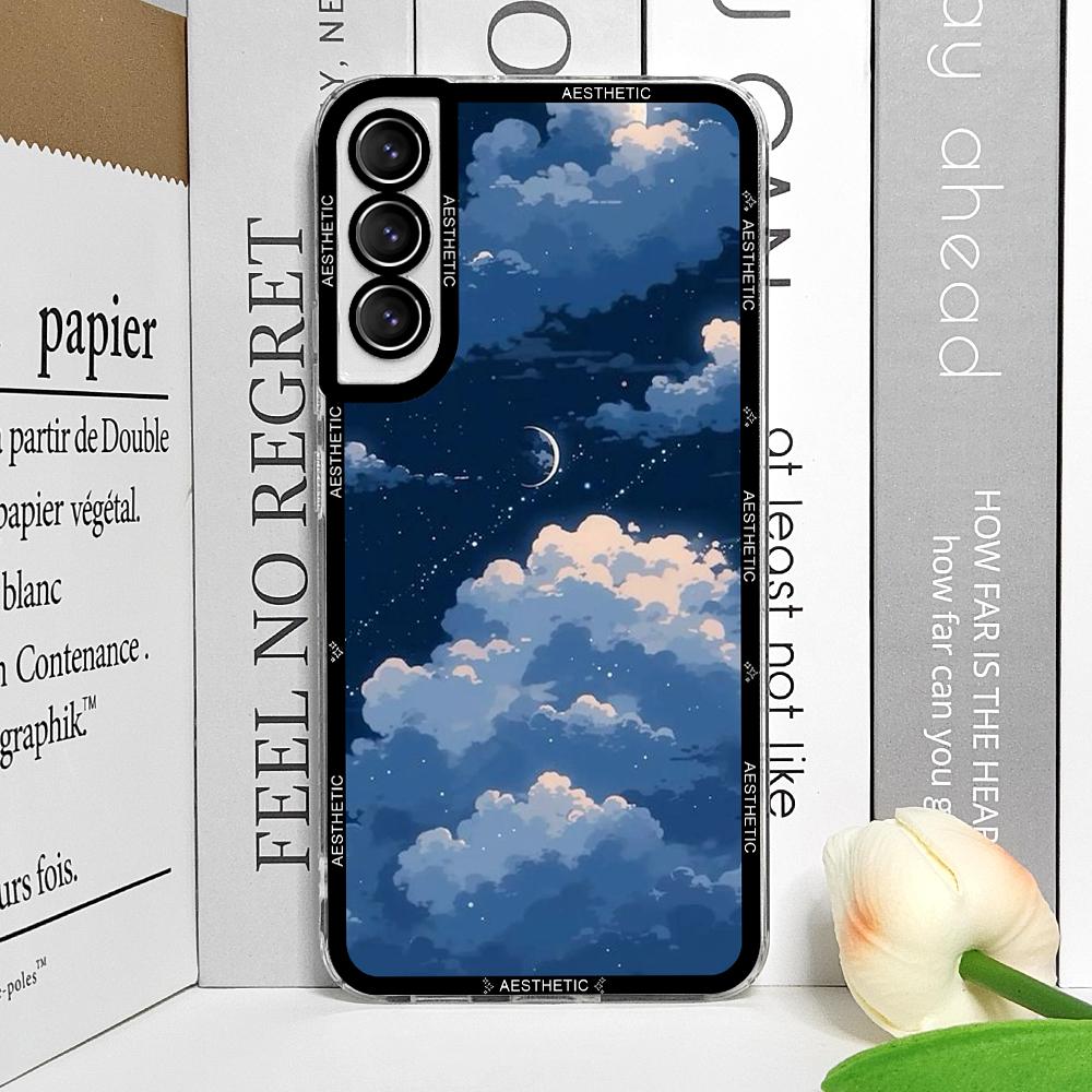

Beautiful Y2K Cute Clouds Moon Aesthetic Phone Case for Samsung Galaxy S25 S24 S20 S21 FE S22 Plus S23 Ultra 5G Soft Cover Funda For Samsung S25