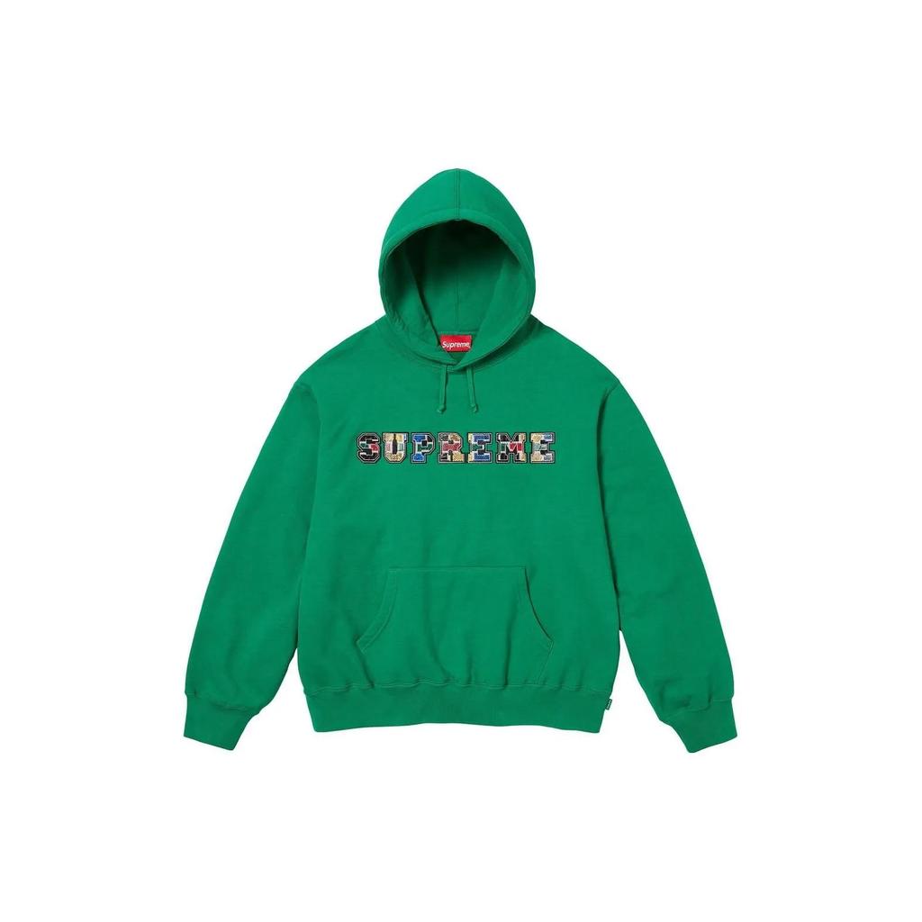 Supreme Collegiate Patchwork Leather Hooded Sweatshirt (Unisex) Sweatshirts SUP FW23 084