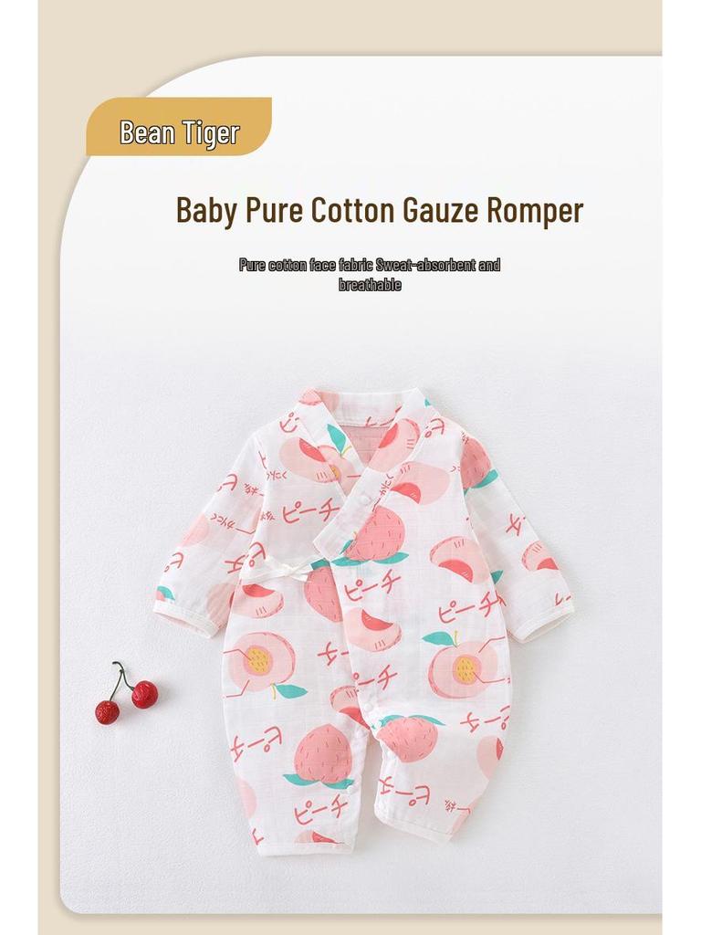Newborn Summer Gauze Onesie with Belly Protector