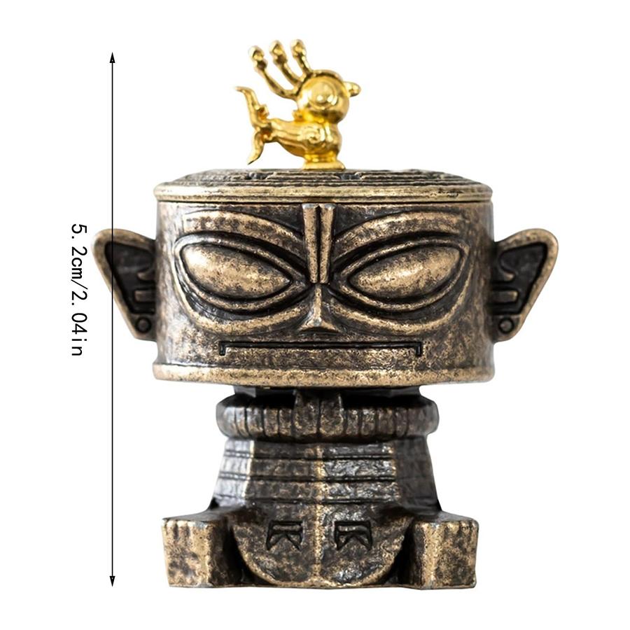 Sanxingdui Alloy Incense Burner - Mini Vintage Holder for Meditation, Cones & Coils, Retro Home Decor Gift