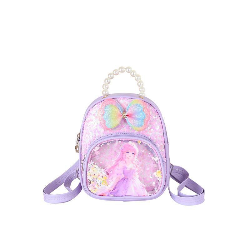 Schoolbag Cartoon Cute Children's Small Backpack Sequined Princess Girls Casual Backpack Outdoor Casual Storage Snack Bag