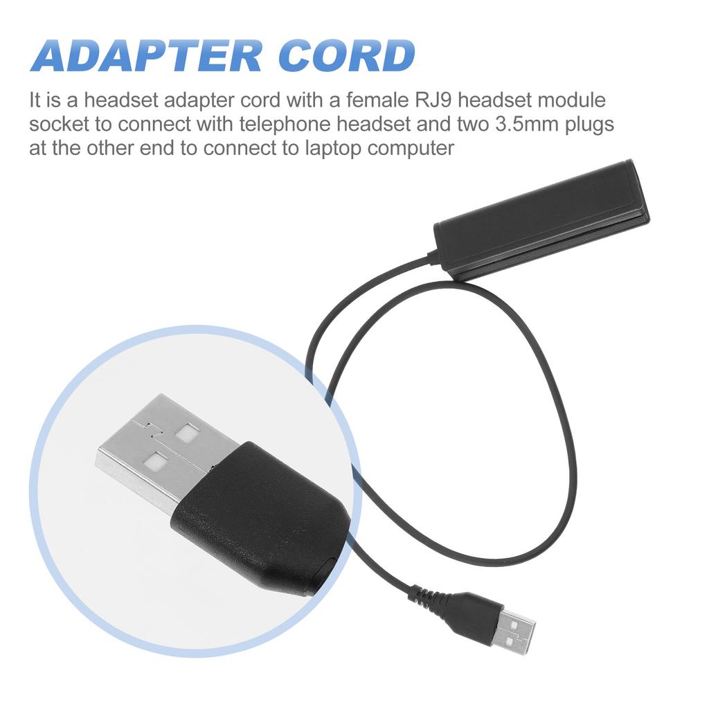 USB Rj9 Female Adapter Cable Plastic Converter for Laptop Pc USB Plug Headset Cord Communication Adapter Headphone Adapters
