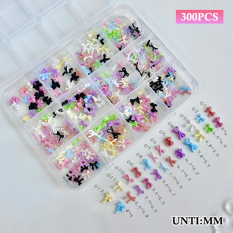 

12 Grids Colorful Bowknot Set Resin Ribbon Nail Art Accessories Decoration Diy Manicure Mini Nail Gems фиолетовый