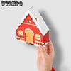 WTEMPO Christmas Red Cute House Shaped Design Gift Boxes Christmas Mini Presents Packaging Boxes Creative Foldable DIY Paper Favor Boxes