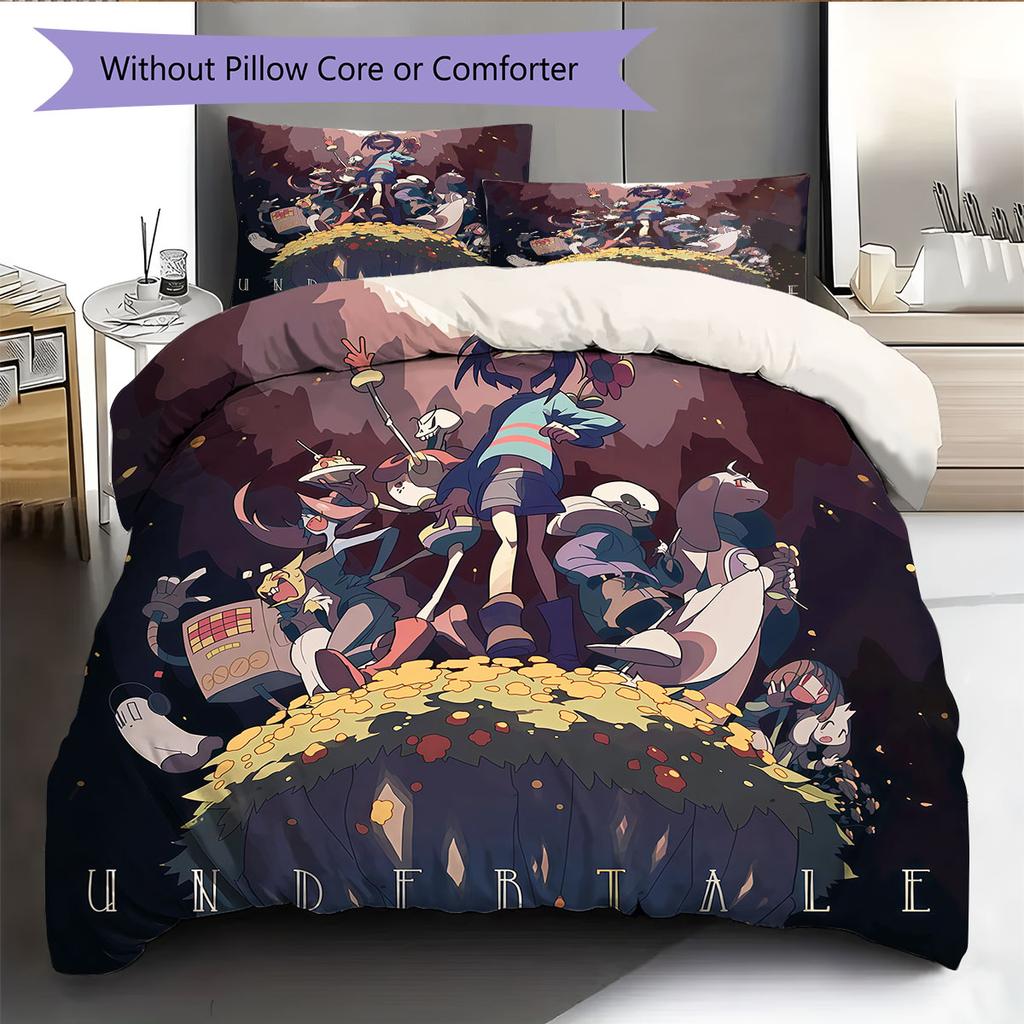 Deltarune Strange Journey Bedding Quilt Set Quilt Cover Pillowcase Home Decoration Birthday Gift (1 * Duvet Cover + 2 * Pillowcase, Without Core)