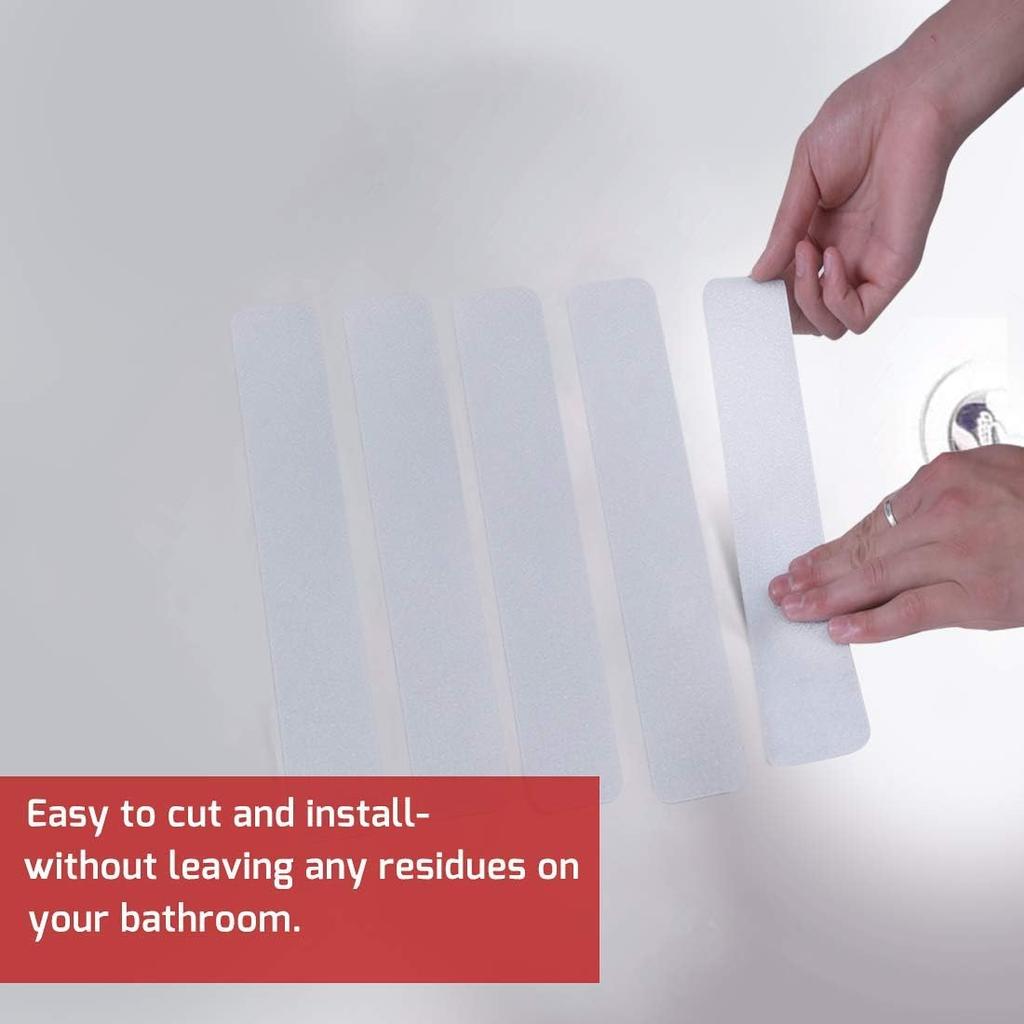 Anti Slip Tape Bath Safety Strips, 8pcs Clear Self-Adhesive Non Slip Stickers Non Skid Tread for BathTubs & Shower, 2 Inch X 12 Inch Rounded Corners,