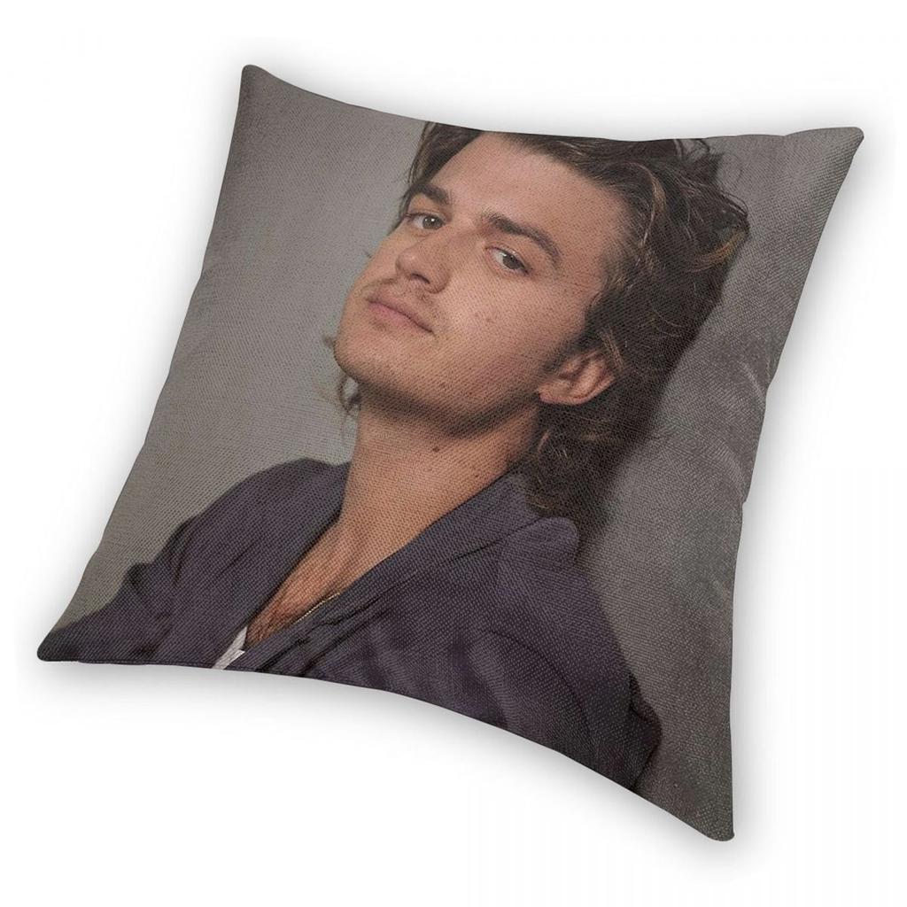 Federa Quadrata Joe Keery Poliestere Lino Velluto Fantasia Zip Decorata Federa Copricuscino per Stanza