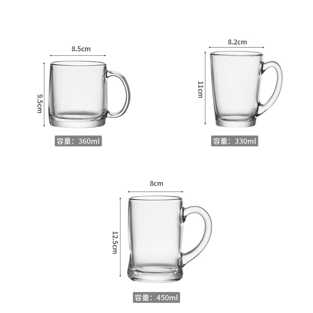 Durable And Heat Resistant Glass Mug With Handle For Home Office And Restaurant Use 330ml