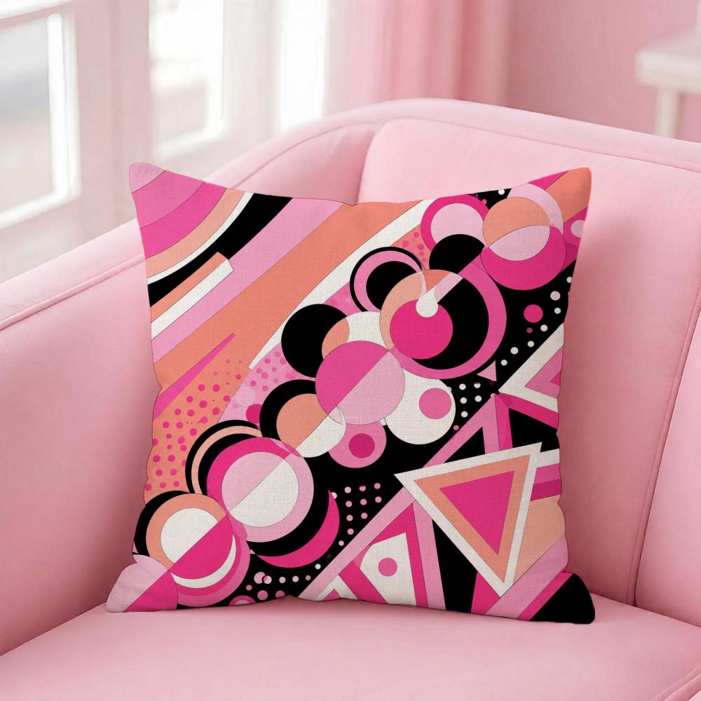 Art Pastel Pink Liquid Marble Cushion Cover Pink Linen Texture Cushion Cover Double Sided Invisible Zipper Deco