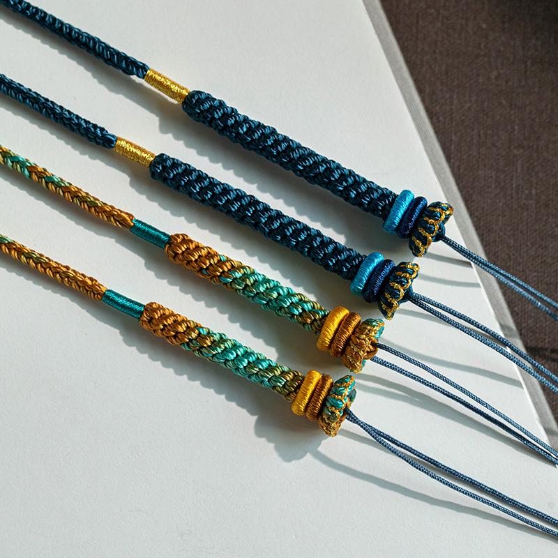 Hand-Woven Amber Turquoise Dzi Bead Sweater Chain for Men and Women