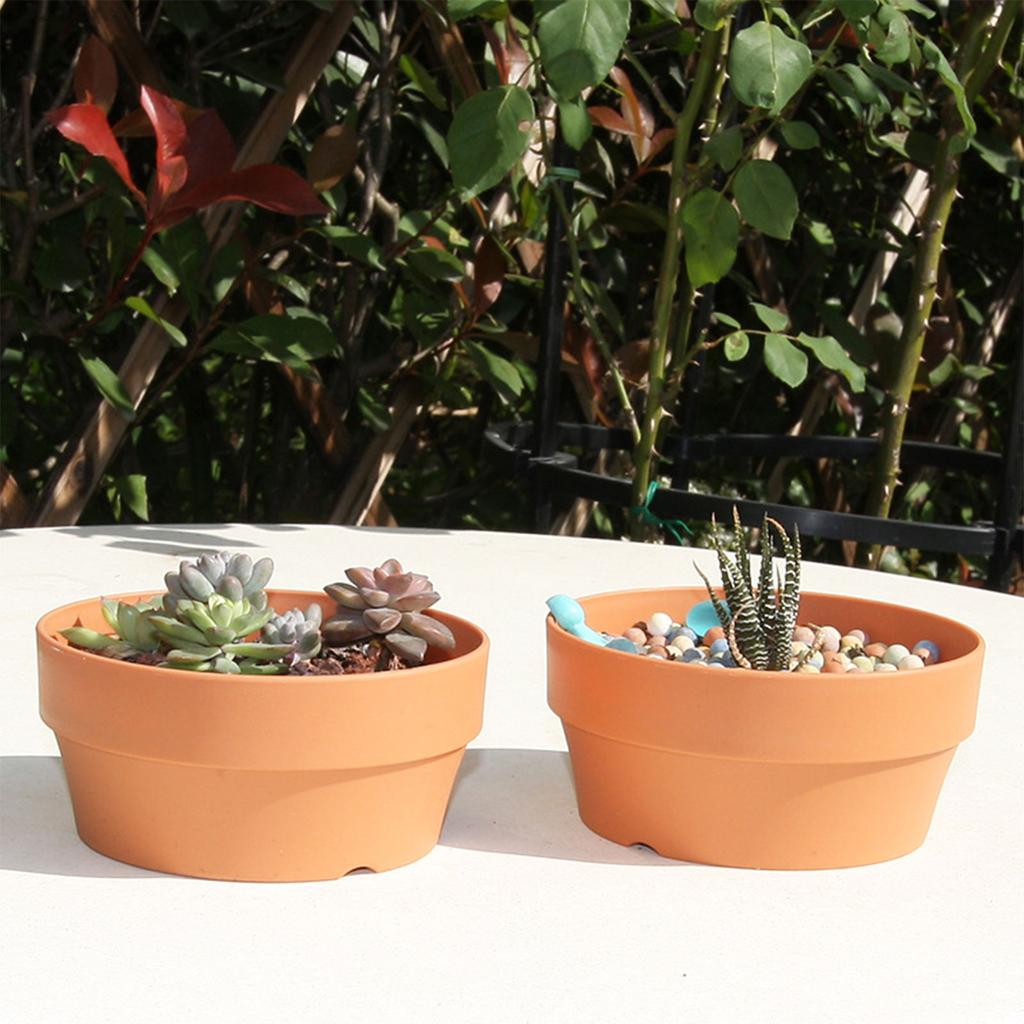 Plant Pot/Tray with Drainage Holes Imitation Ceramic Pot/Plate Gardening Supply