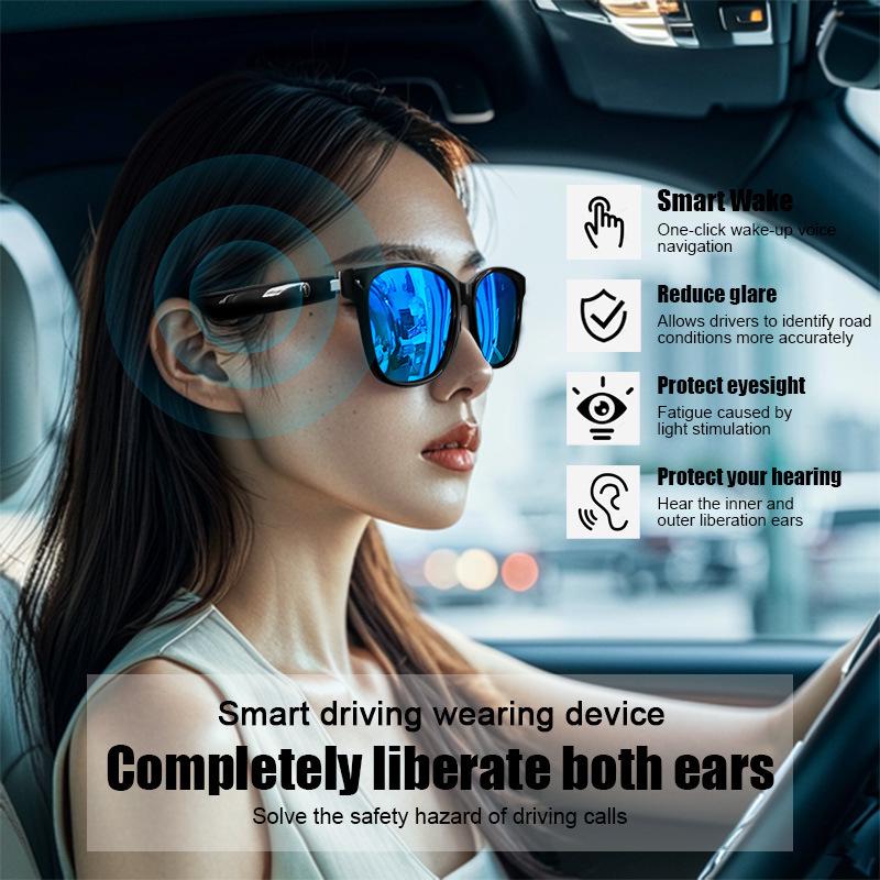 Bluetooth Smart Sunglasses with Music, Calls, Navigation, UV400 Protection, and Polarized Replaceable Lenses