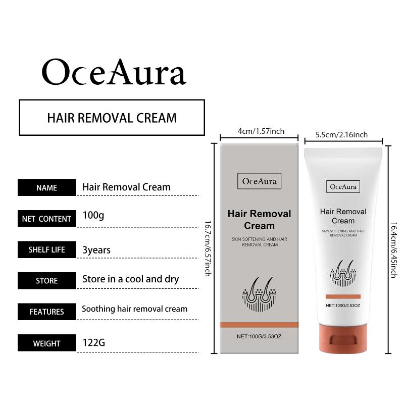 OceAura Hair Removal Cream Gentle Effective Formula Softens Skin Daily Body and Face Care for Women
