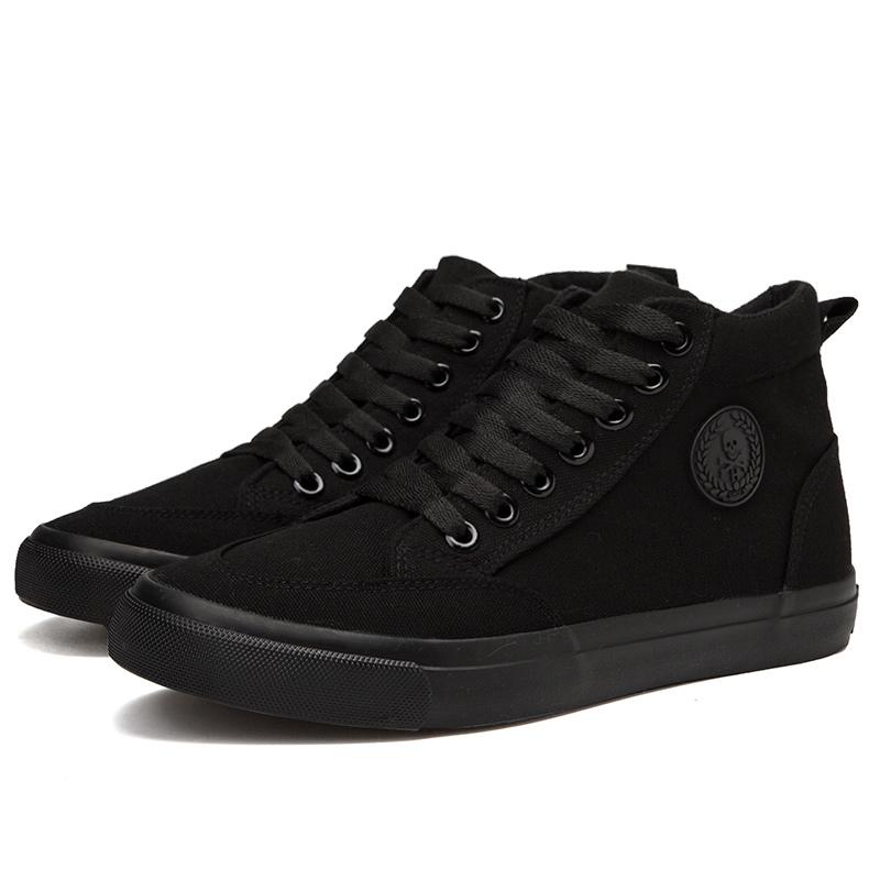 

Spring and Autumn Full Black Men s Shoes Pure Black Men s Construction Work Shoes Middle Top Canvas Shoes Men s Fashion Shoes 44 чёрный