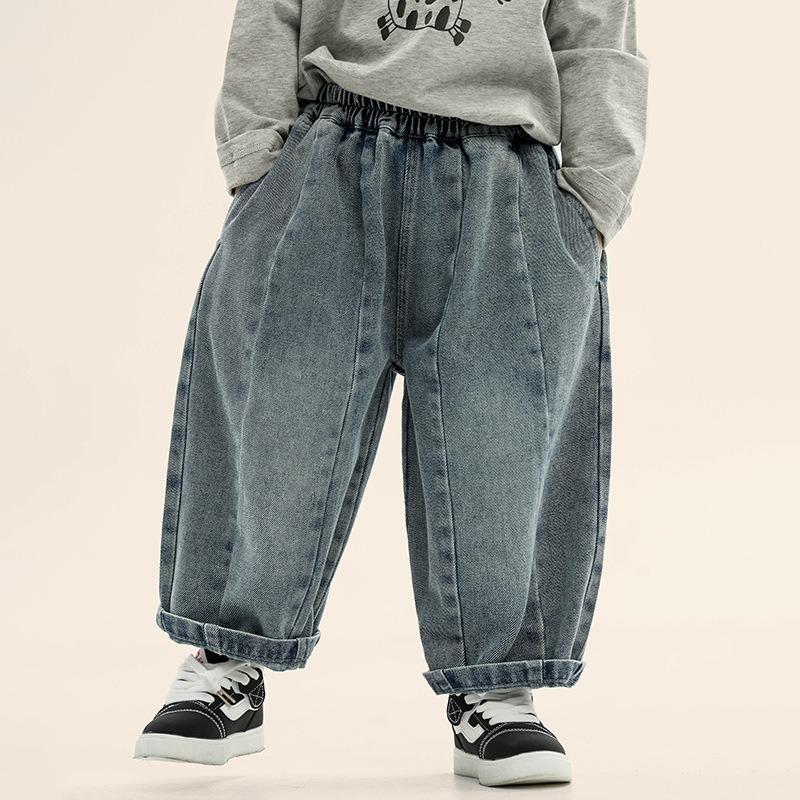 Boys Korean Style Patchwork Casual Denim Long Pants For Kids Spring Autumn