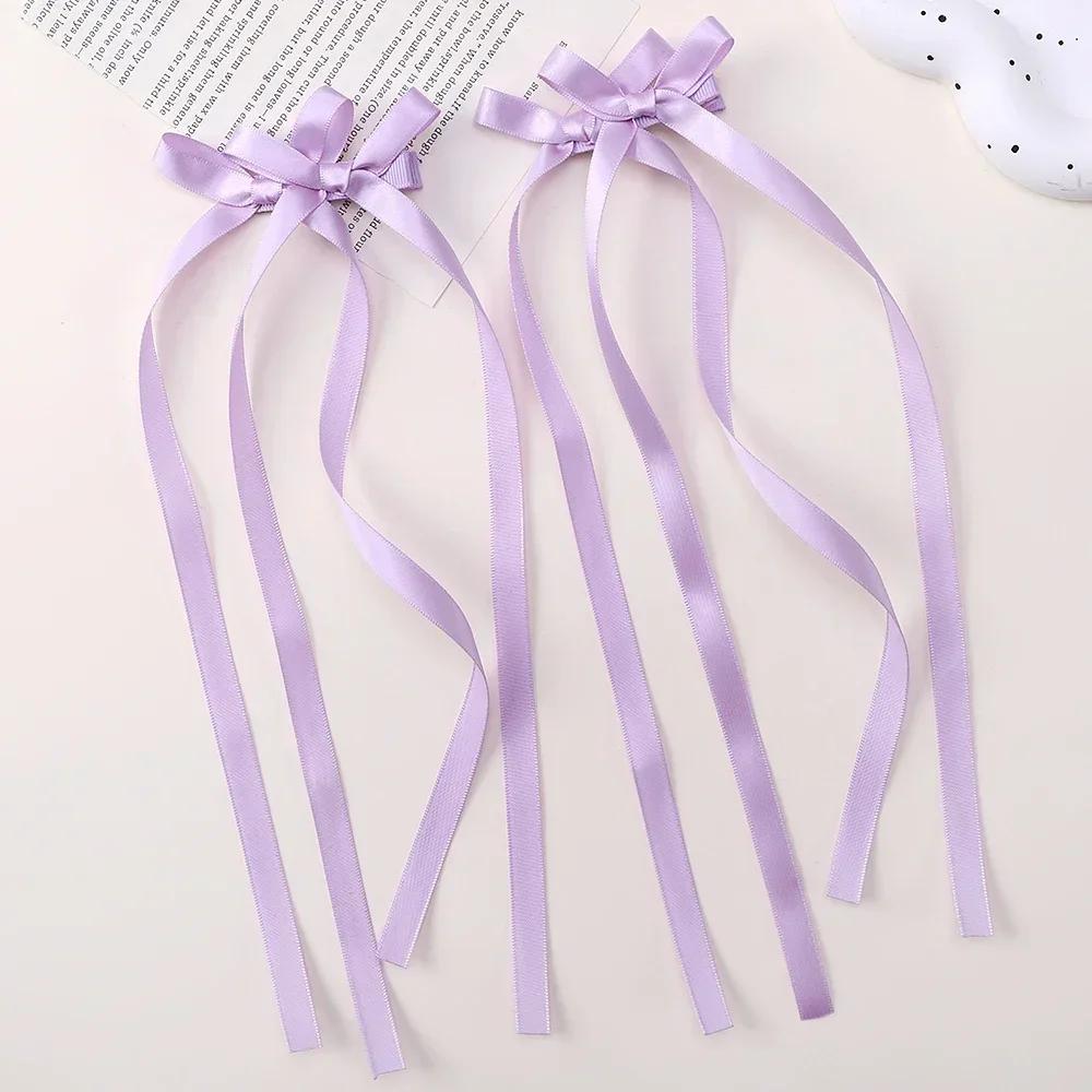 LOVEKIKI 2Pcs Long Tassel Hair Bow Hair Clips for Girl Lovely Ribbon Headwear Ins Party Ponytail Barrette Women Hair Accessories