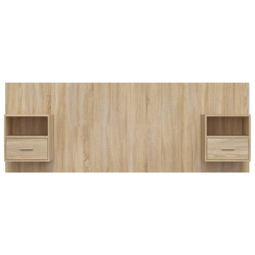 Headboard with Nightstands Sonoma Oak Wood Based Material