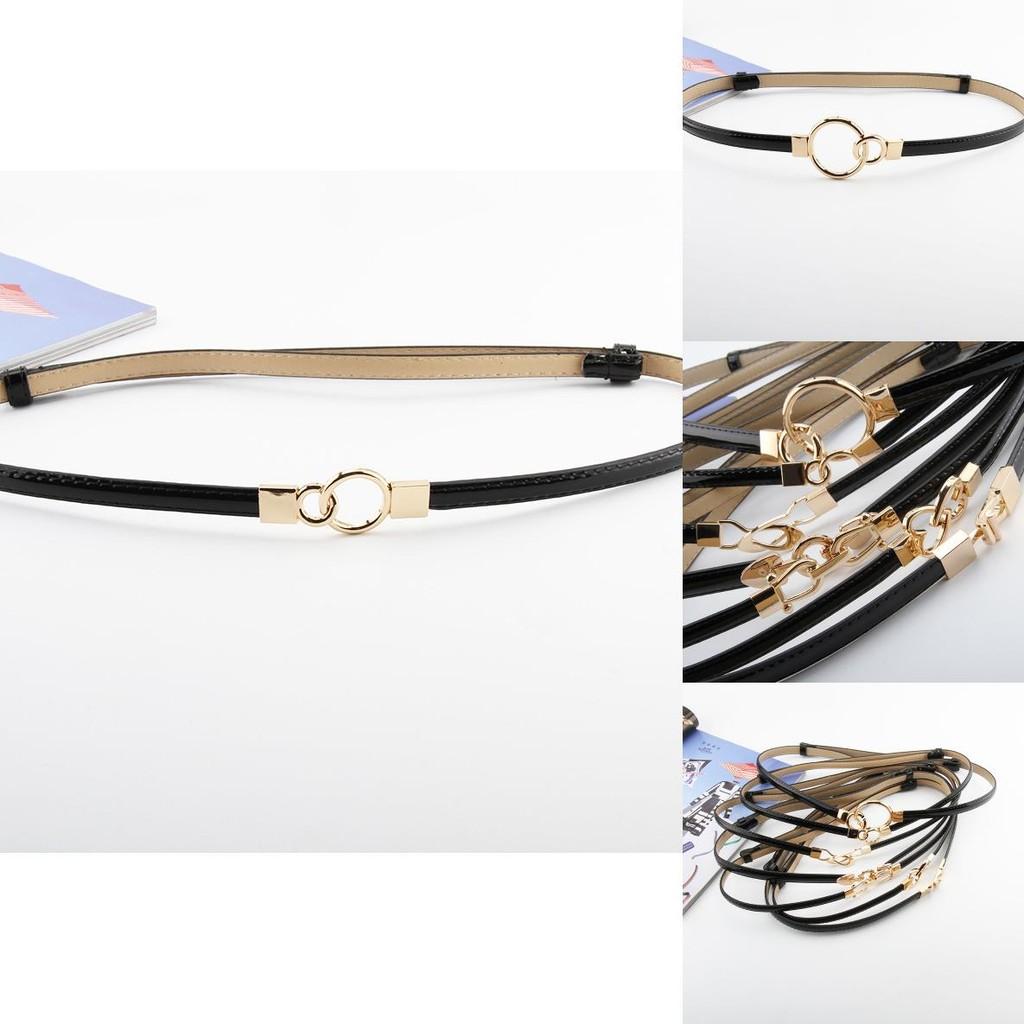 Simple Solid Color Ring Buckle Decoration Women Slim Waist Belt For Elegant Outfits
