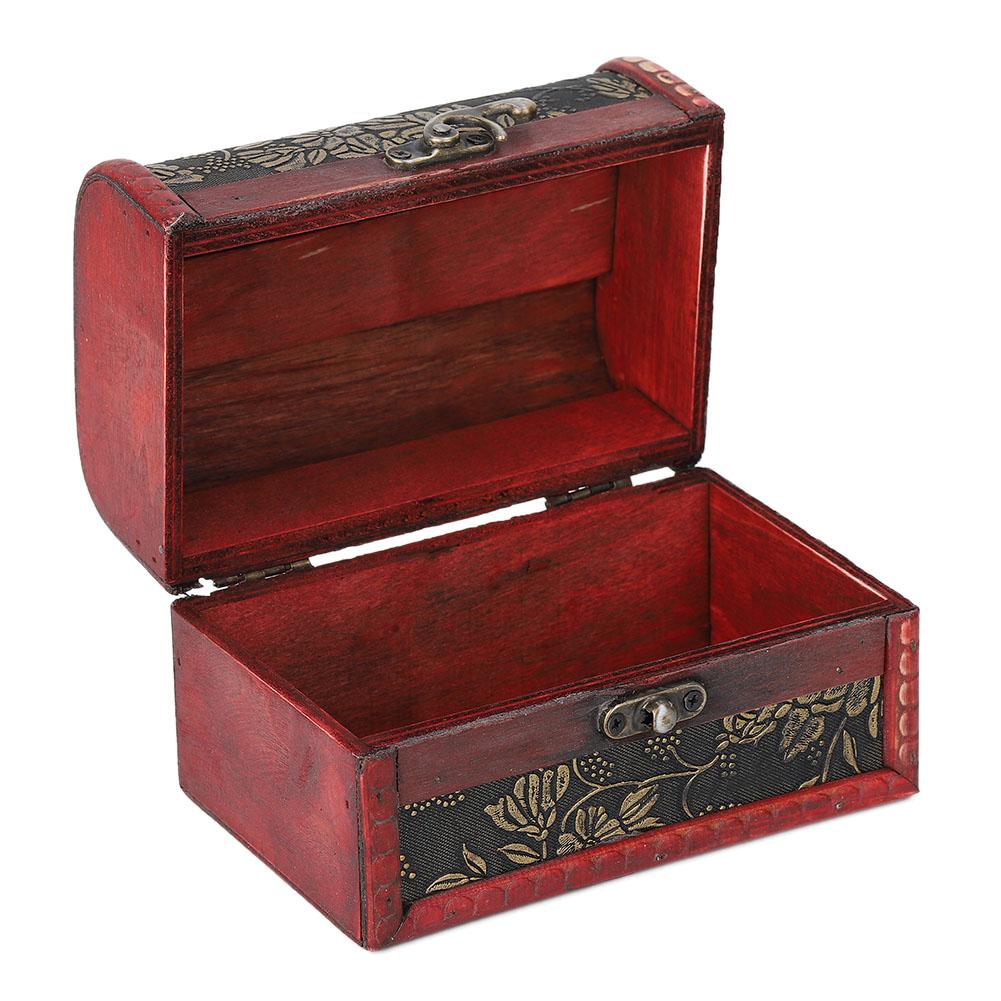 Vintage Τετράγωνο Κουτί Αποθήκευσης Κοσμημάτων Χειροποίητη Ξύλινη Διακοσμητική Βιτρίνα