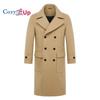 Herren Premium Wollmischung Zweireihiger Langer Peacoat