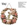 Rust Resistant Garden Decorations It's Time for Tea Door Sign, Metal Floral Wreath Hanger with Teapot Teacup Design, Decor Rustic Wall Kitchen Dining