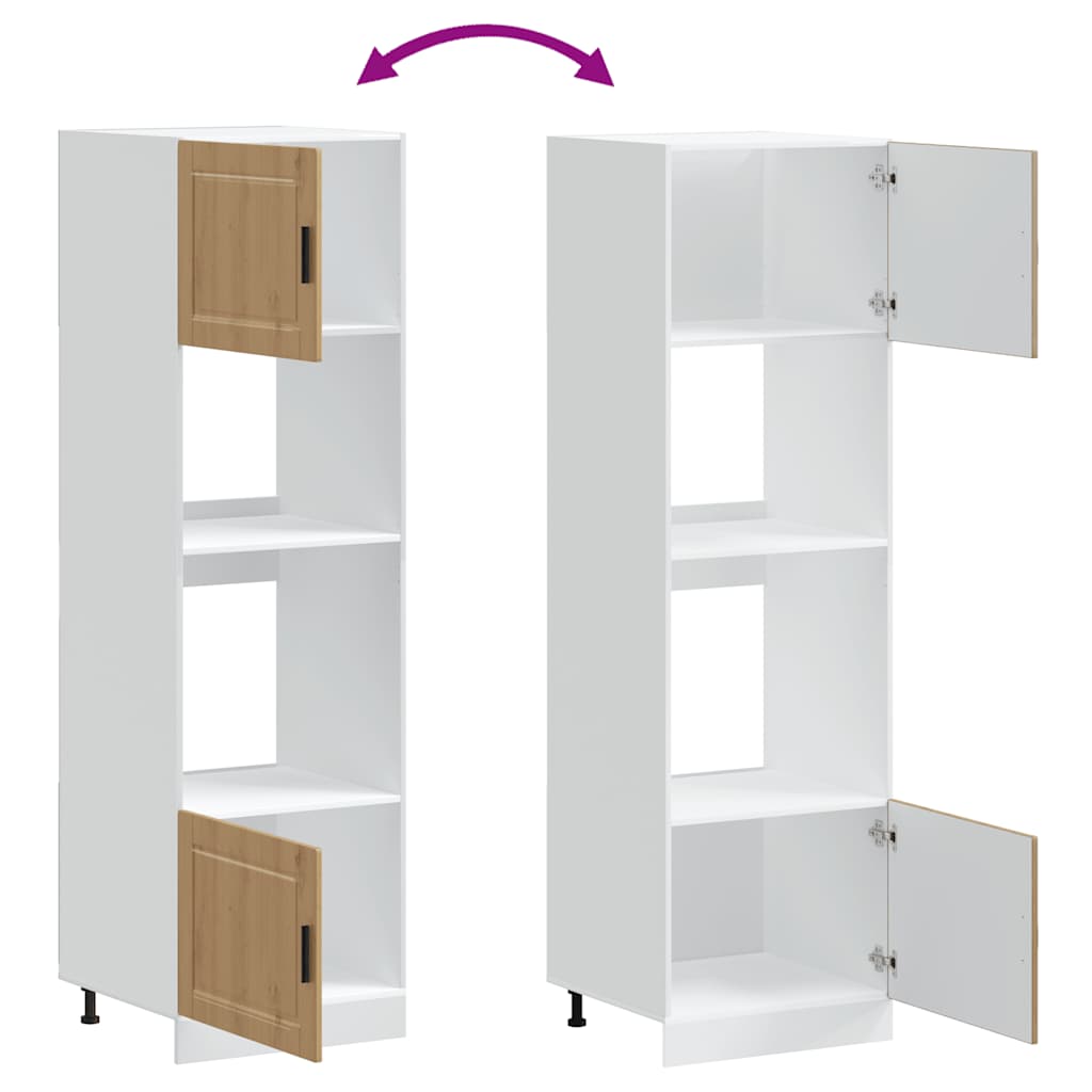 Built In Oven Cabinets (2 Pcs) Porto Series Artisan Oak Wood Based Material