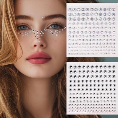 Set di Adesivi Viso Trucco Faccia di Diamante da 165 Pezzi: Pietre Preziose e Adesivi in Acrilico Cristallo