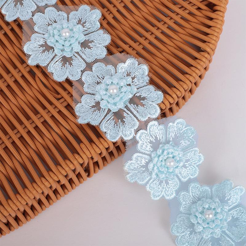 Beaded Embroidery Floral Lace for DIY Wedding Dresses  Hair Accessories