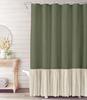 Cortina de Ducha Lisa de Lino Algodón con 12 Ganchos Impermeable Floral Volante Falbala Borde con Volante Festón Bajo Festoneado Decoración Baño Aseo