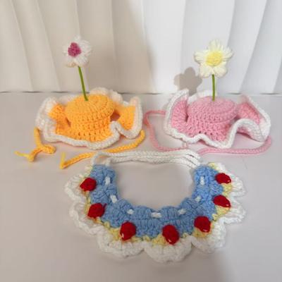 Snow White Cat Collar Green Christmas Dog Scarf Pet Neck Warmer Knitted Bib Drool Towel