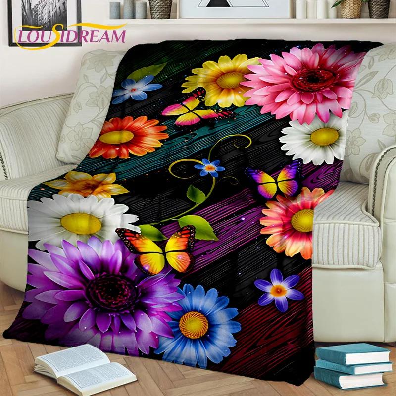 Dream Butterfly Flower Cartoon Blanket,Soft Throw Blanket for Home Bedroom Bed Sofa Picnic Travel Office Rest Nap Cover Blanket