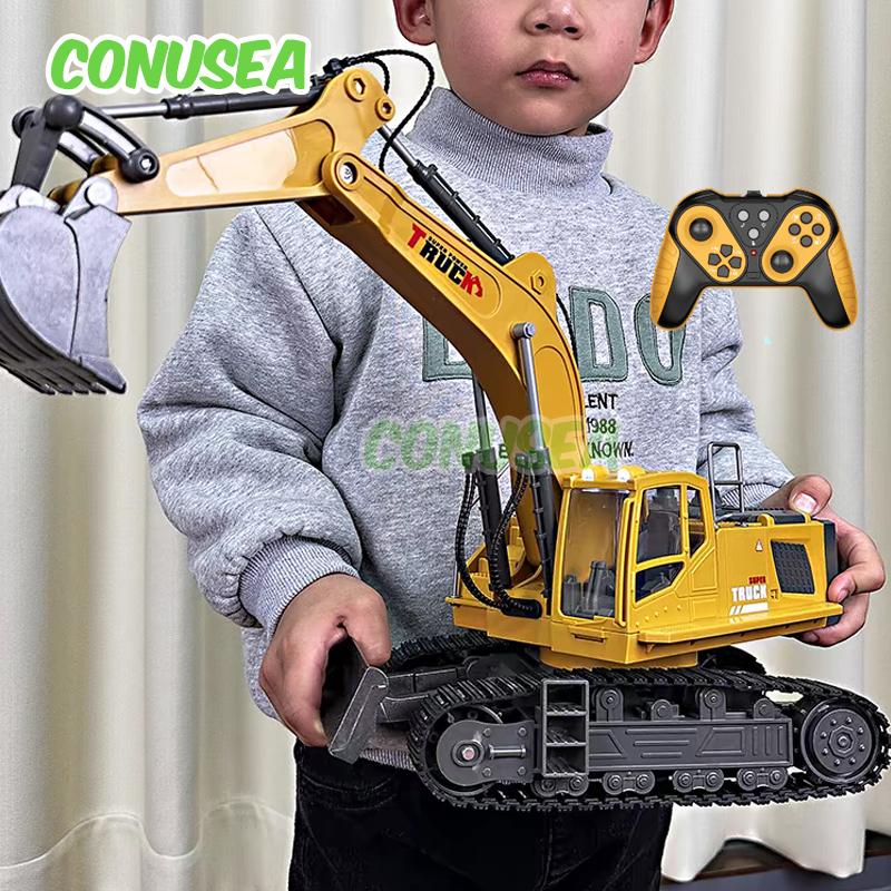 Alloy Rc Excavator Truck Toy Kids Remote Control Engineering Trucks Electric Vehicle Machine Games For Kids Boys Birthday Gifts