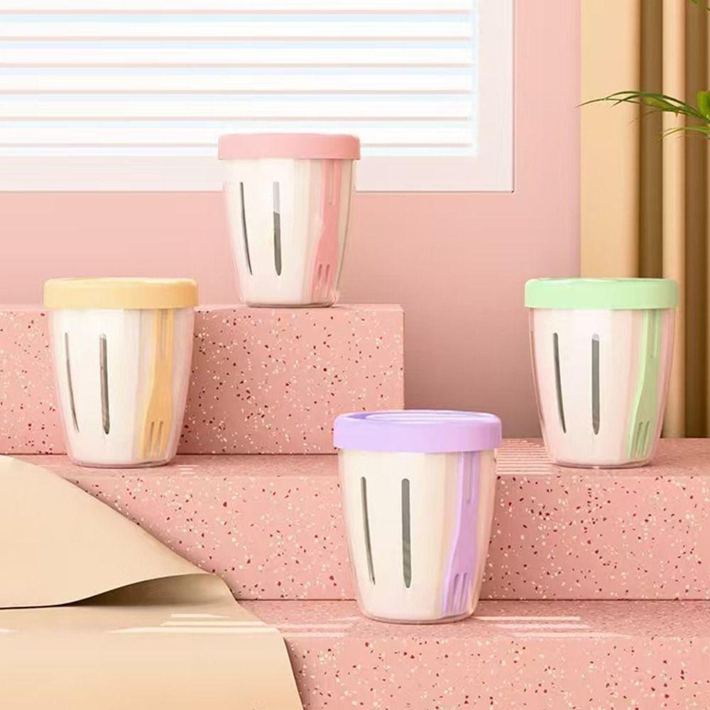 2pcs Sealed Double-layer Fruit Salad Cup Plastic Salad Cup Fruit Salad Storage Cup for Home