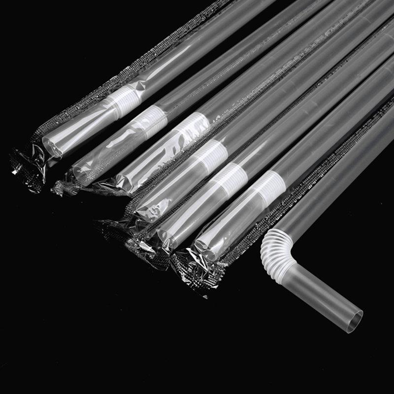 Disposable Bent Straw Milk Tea Drinking Straw With Sharp Tip For Takeout And Coffee