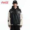 Coca-Cola Unisex PU-mærke Broderi Retro Baseballjakke