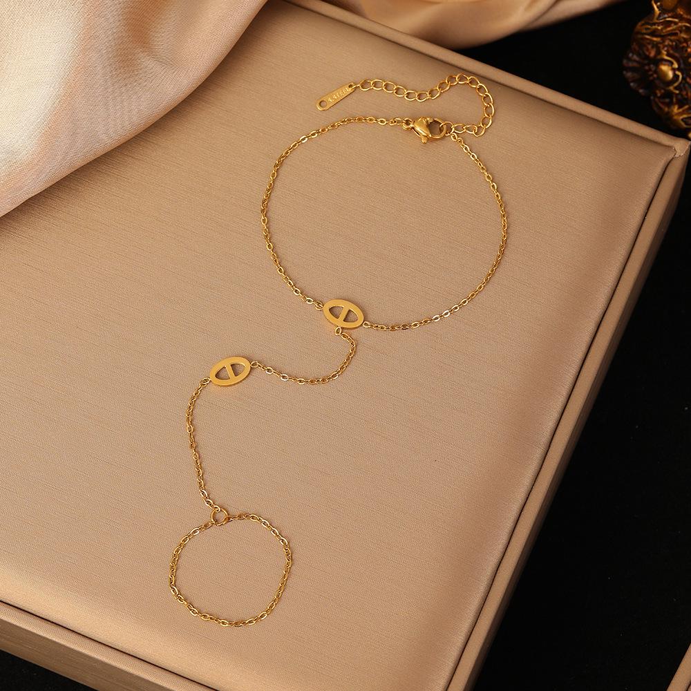 Gold-Plated Double Layer Thin Chain Stainless Steel Hand Chain Jewelry