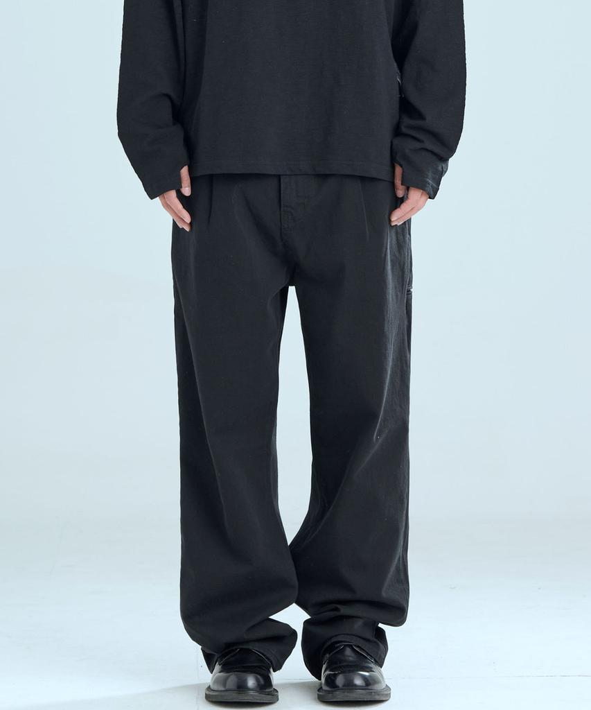 ZPLISH Washed One-Tuck Pants Black