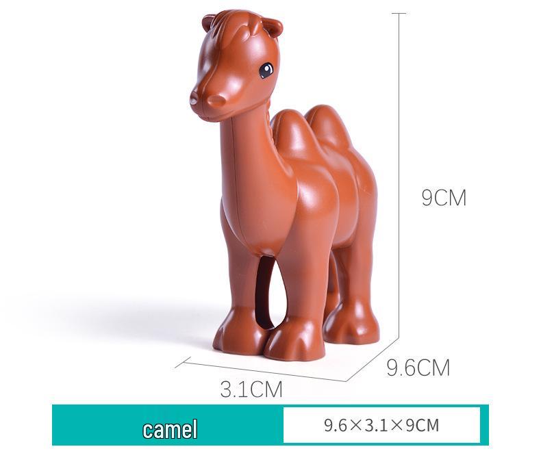 Compatible LEGO Large Building Blocks & Animal Accessories: Dinosaur, Crocodile, Tiger, Giraffe, Chicken, Dog, Cat.