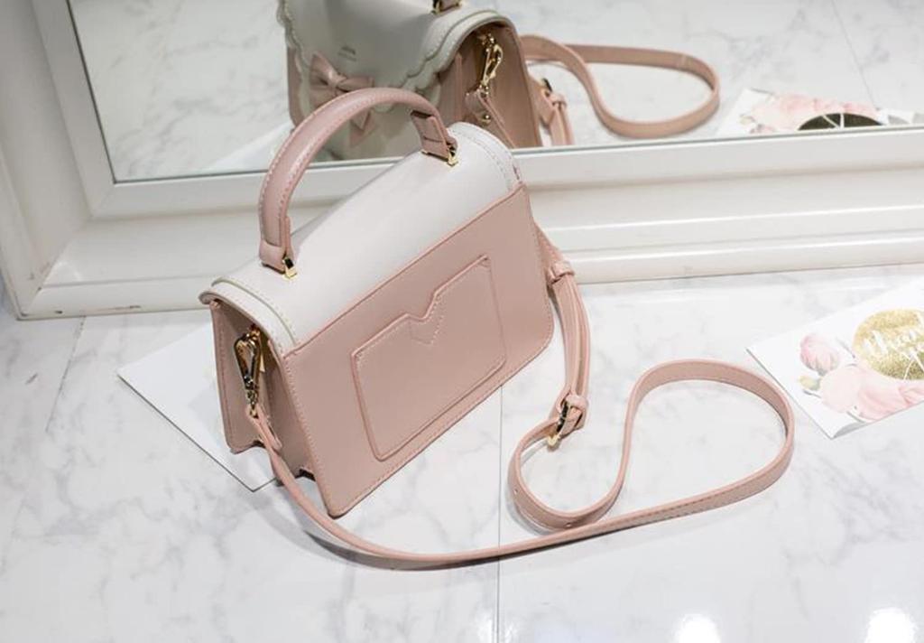 [JIANGBOMEI] 2-Way Shoulder BagHandbagPochette Bag with Ribbon, Elegant Small Crossbody Bag for Lolita, Student, and Cosplay, Popular and Stylish PU