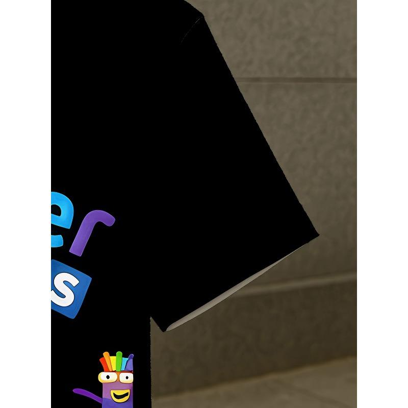 European sizes 3D Printed Polyester Boys Tee | Numberblocks Fun Design Vibrant characters and show logo showcase educational cartoon fashion