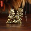2Pcs/Set Brass Fu Character Kirin Small Ornament Home Office Copperware Tea Pet Decoration