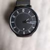 Used SKAGEN Watch Quartz Black Mesh Belt Battery Replaced (R8.7)