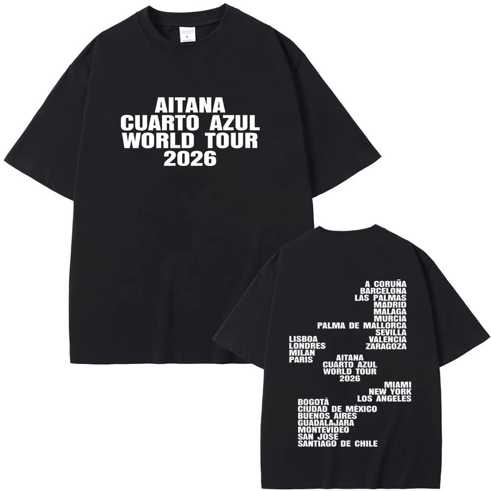 Singer Aitana CUARTO AZUL World Tour 2026 Merch Tshirt Fans Gift Unisex Women Summer Fashion Tshirts Unisex Streetwear Hip Hop