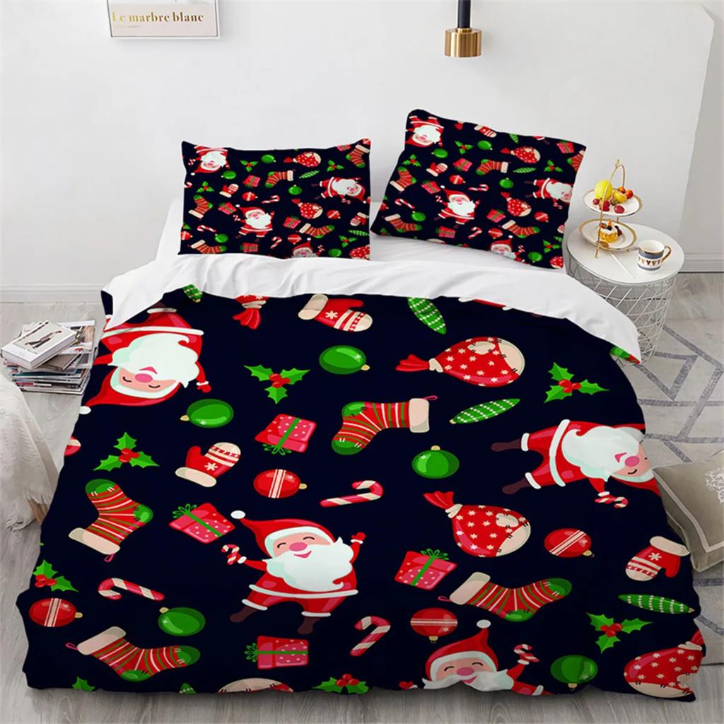 Christmas Cat Duvet Cover Merry Christmas Microfiber Cartoon Animal Santa Claus For Women Children Teen Gift Bedroom Decorations