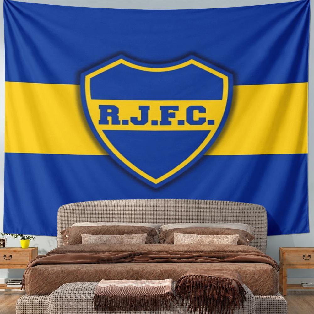 Blue Yellow Shield Emblem RJFC Design Patterned tapestry for bedroom and living room home decor sofas