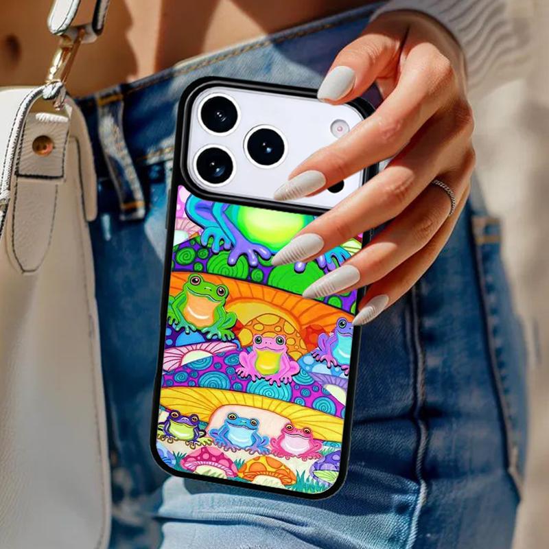 Hippie Mushroom Frog shrooms Phone Case For iPhone 17 Air 14 15 13 12 Max Cover For Apple 14 15 16 16e 11 Pro Max Plus