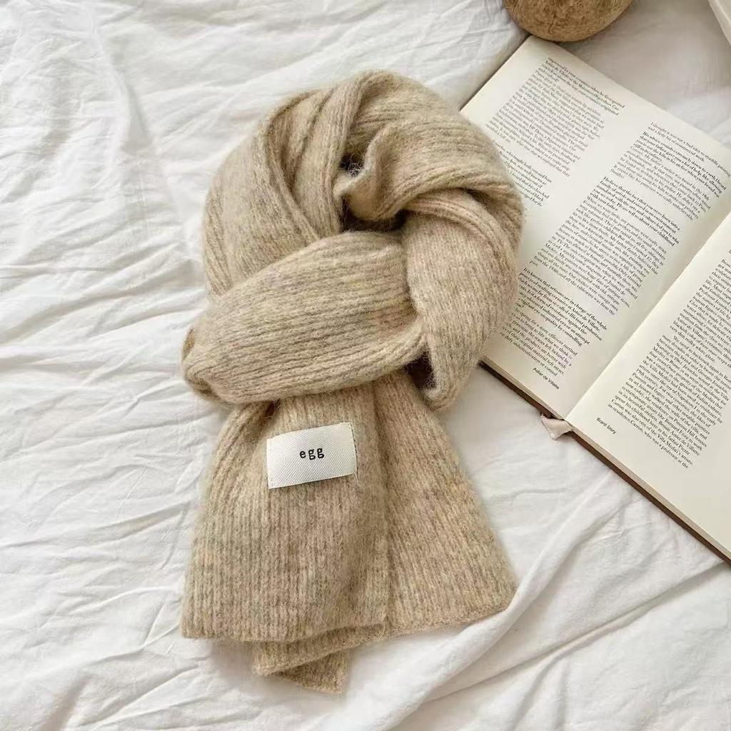 New winter warm soft waxy EGG solid color wool knitted scarf imitation cashmere scarf Dongdaemun solid color